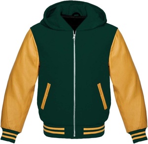 Chaqueta universitaria de calidad de lujo para hombre, cuerpo de lana, Mangas de cuero, gran oferta, estilo de jugador de béisbol con parche de letra de chenilla - Product Image 3