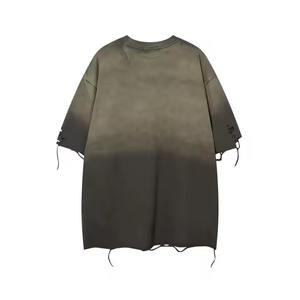 Camisetas de lavado ácido personalizadas para hombres de alta calidad Cuello redondo clásico desgastado vintage con patrón de impresión - Product Image 2