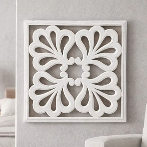 Panneau mural décoratif en bois |   Art mural sculpté floral |   Décoration murale en MDF pour salon, chambre et bureau - Product Image 1