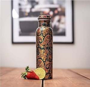 Botella de agua impresa en cobre puro para beber de forma saludable, botella de cobre impresa a mano con beneficios ayurvédicos, calidad premium. - Product Image 6