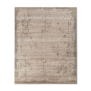 Tapis en laine et soie noué à la main Entropy Ivory, tapis abstrait rectangulaire en jute pour salon, idéal pour adolescents, pour la maison et le couloir - Product Image 1