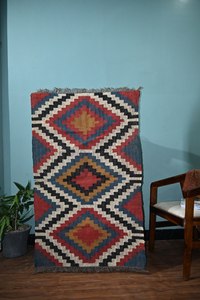 4x6 Ft Wool Jute Kilim Runner Rug Customizable Color Geometric Pattern Washable Handmade Vintage Boho Home Decor Medium Pile - Product Image 5