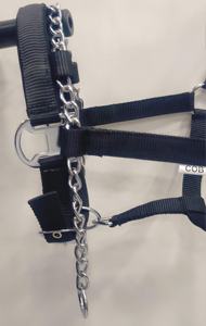 Halter de cheval de contrôle complet en nylon PP avec nubuck rembourré et matériel argenté licou de cheval de style selle anglaise avec chaîne de contrôle - Product Image 3