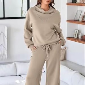 Ensemble de survêtement pour femme, sweat-shirt et pantalon de jogging en coton 100%, respirant, séchage rapide, décontracté, sport - Product Image 1