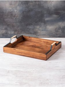 Wooden Tray With <b>Print</b> Custom Design And Finishing Available Rectangular Wooden Serving Tray With Handle - Product Image 3