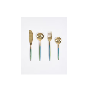 Ensemble de couverts en laiton 4 pièces au design miroir avec poignée en PVD marron Ustensiles de cuisine durables pour table pour cadeaux - Product Image 3