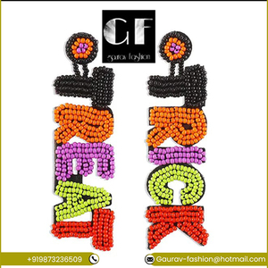 Best Design Halloween Beaded Drop Earrings for Women and Girls Gold Plated with Pearl and Diamond for Cosplay Low Price - Product Image 2