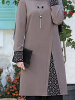 Ensemble Abaya de Mode Musulmane Modeste 2 Pièces Haut et Pantalon Dubaï Turquie Vêtements Islamiques d'Automne