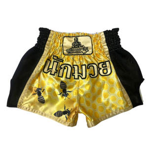 Short de sport unisexe en satin de soie à taille élastiquée avec broderie personnalisée pour le Muay Thai et les arts martiaux - Product Image 1