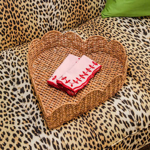 Plateau en rotin festonné coeur en rotin 2024 chaud plateau en rotin naturel pour décor, service de thé, café - Product Image 6