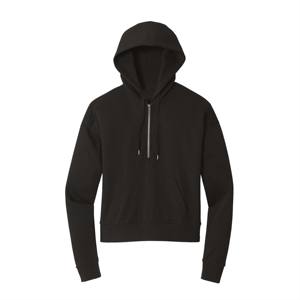 Stylish Women Half-Zip Black Hoodie - Soft and Breathable Hoodie with Adjustable <b>Zipper</b>, Ideal for Daily Wear - Product Image 1