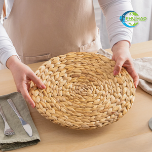 แผ่นรองจานผักตบชวาที่รองแก้ว/แผ่นรองจานแบบมีสไตล์สำหรับวางบนโต๊ะ - Product Image 6