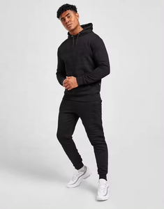 ชุดวอร์มคอกลมสำหรับผู้ชายผู้หญิงสีดำชุดออกกำลังกายผ้าฝ้ายระบายอากาศได้ดีชุดออกกำลังกายสำหรับ100% - Product Image 1