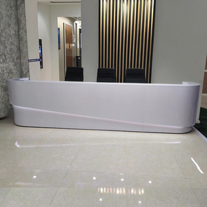 Curved High Gloss Reception Desk LED <b>Lighted</b> Front Counter Semi <b>Circle</b> MDF Countertop Commercial Desk For Hotel Lobby Hospital - Product Image 1