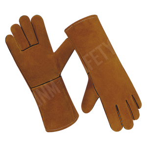 Guantes de cocina resistentes al calor de cuero de vaca de primera calidad para cocinar, hornear, parrilla, barbacoa, extinción de incendios, soldadura, seguridad, protección de manos - Product Image 3