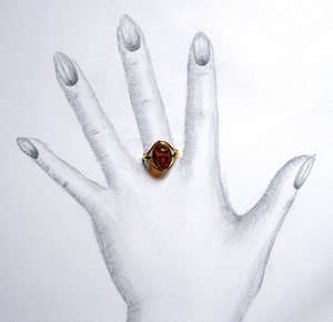 Bague en ambre de la Baltique plaqué or 18 carats faite à la main, beau cadeau de mariage pour les femmes, améthyste en diamant taille ovale personnalisable - Product Image 5