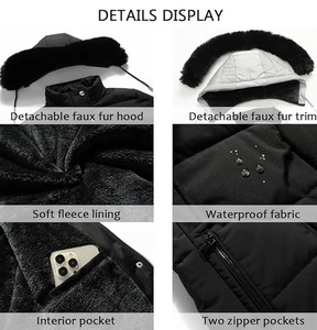 Chaqueta Acolchada Holgada de Invierno para Mujer, Cuello Alto, con Capucha, Secado Rápido, Transpirable, Tejido Liso Teñido - Product Image 3