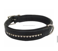 Collier pour chien en cuir avec chaîne en laiton et cristal, collier pour chien en cuir personnalisé avec quincaillerie réglable