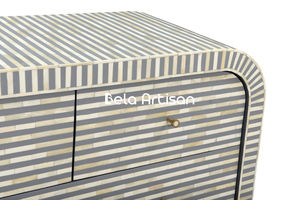 Nouvelle Arrivée Commode Buffet Blanche à 4 Tiroirs avec Incrustations Florales en Nacre, Table de Chevet en Nacre - Product Image 2