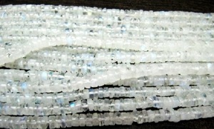 Alta calidad 3-5mm Blue Flashy Strand 13 pulgadas de largo Rainbow Moonstone Beads Natural White 4mm Forma de neumático Precios al por mayor - Product Image 2