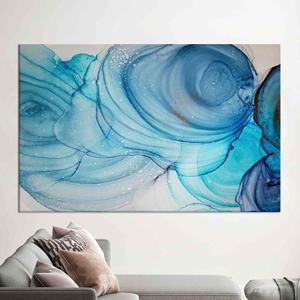 Tableau sur toile imprimé à l'encre alcoolisée, décoration artistique abstraite, encadré style galerie - Product Image 1