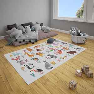 Animal <b>Alphabet</b> Kids Rug: Educational Nursery Playroom Carpet, <b>Printed</b> Rug,With Pile Soft Rug - Product Image 4