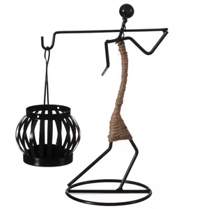 Exclusive Iron Classic Metal <b>Lantern</b> with <b>Rattan</b> Rope Hand Made Iron Basit <b>Lantern</b> Decorative by decor impex - Product Image 6
