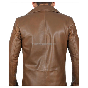 Manteau d'hiver pour homme en cuir véritable sur mesure, style blazer, tissu tissé, imperméable, à capuche, coupe ajustée, écologique, respirant - Product Image 4
