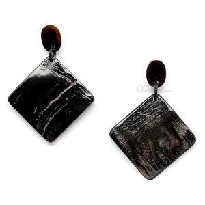 Pendientes de cuerno para orejas sensibles, pendientes de cuerno de estilo étnico, pendientes de cuerno de búfalo de lujo con aspecto bonito a precios con descuento, Ágata - Product Image 1