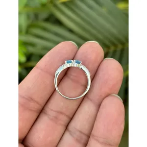 Swiss Blue Topaz Gemstone Ring 925 Sterling Silver Handmade Statement Ring Wholesale Jewelry Supplier - Product Image 4