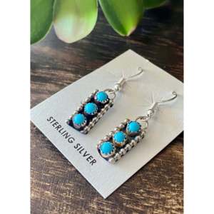 Esther White Turquoise & Sterling <b>Silver</b> Drop <b>Earrings</b> Elegant Dangle Design for Gift Occasions - Product Image 4