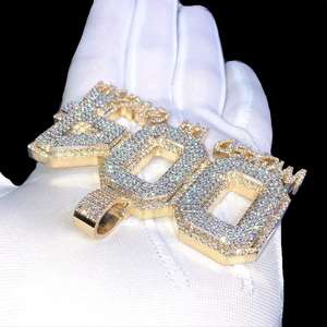 Colgantes de Plata de Ley 925 con Baño de Oro y Diamantes Moissanite, Estilo Hip-hop, Personalizables, de Alta Gama - Product Image 4