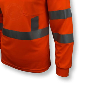 เสื้อยืดแขนยาวสำหรับผู้ชายเสื้อทำงาน Hi Viz มีกระเป๋าเสื้อยืดเพื่อความปลอดภัยสะท้อนแสงมองเห็นได้ชัดเจนแบบกำหนดเอง - Product Image 5