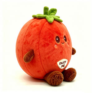 Tomato plush, stuffed tomato toy, <b>cute</b> fruit vegetable plushie, round tomato stuffed animal - Product Image 2