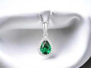 Nueva llegada plata 925 Original brillante piedra preciosa Esmeralda y corte redondo Moissanite diamante colgante collar joyería fina - Product Image 2