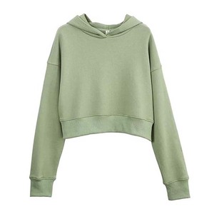 Top corto de alta calidad para mujer, sudaderas con capucha, jersey de manga larga transpirable, sudaderas con capucha recortadas con logotipo personalizado para mujer - Product Image 1