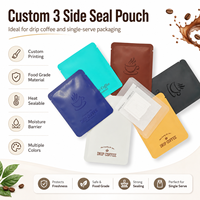 Prêt à expédier sac d'emballage de filtre à café goutte à goutte d'impression personnalisée sac d'emballage de café d'oreille suspendu à trois joints latéraux