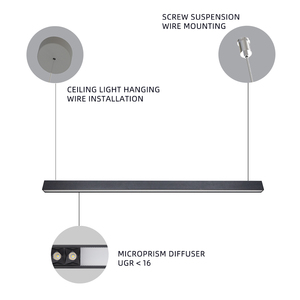 Đèn Chiếu Sáng Ống Kính Quang Học Chất Lượng Cao Có Thể Lót Lên Xuống UGR 16 Đèn <span class=keywords><strong>LED</strong></span> Treo Trần Xoay UGR Đèn Treo Tuyến Tính - Product Image 5