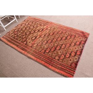 4.1x6.3 ft Vintage Turkish Rug, Area Rug, <b>Red</b> <b>Wool</b> Rug - Product Image 3