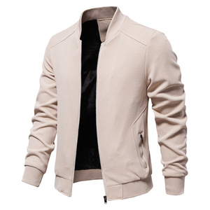 Col montant hommes vestes décontractées mode mince couleur unie fermeture à glissière fourrure de lapin teint nouveau commerce extérieur - Product Image 3