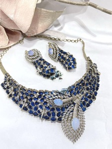 Stunning Designer High Quality Brass Silver Plated Zircon <b>Statement</b> Fusion Women's <b>Necklace</b> Set Earrings Classic Party Gift - Product Image 2