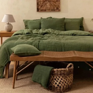 Ensemble de housse de couette en lin lavé français 100% coton Style de base 3 pièces doux respirant 200TC pour la maison mariage hôpital hôtel literie - Product Image 1