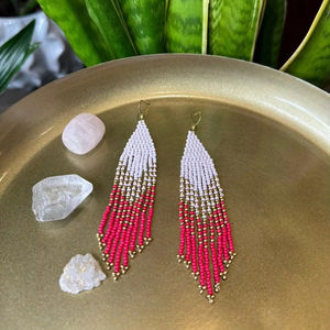 ต่างหูลูกปัดแบบดีไซน์ใหม่ต่างหูลูกปัดแบบอินเดียต่างหูลูกปัดแบบแฮนด์เมดต่างหูลูกปัดฮิปปี้จากอินเดีย - Product Image 1