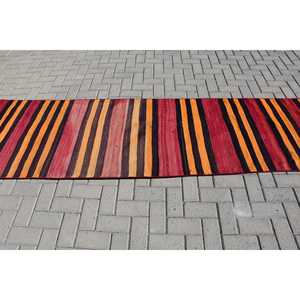 Tapis turc vintage 2,9x10,9 pi (88x333 cm), Kilim rouge et noir, tapis oriental - Product Image 3