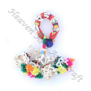 Pulsera de moda Vintage con cuentas hechas a mano indias para mujer, pulseras gitanas antiguas, pulsera de brazo tribal BANJARA auténtica, tobillera - Product Image 3