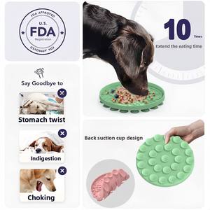 Cross-border <b>Silicone</b> Round Pet Licking <b>Mat</b> with Suction Cup Cat Dog Anti-Choking Food Utensil Bowl - Product Image 2