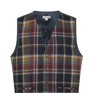 Design personnalisé Gilet en tartan de haute qualité pour hommes Vêtements écossais Logo de broderie personnalisé Gilets en tartan pour hommes à vendre - Product Image 2