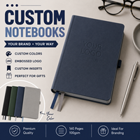 Carnet de notes de réunion personnalisé LABON, couverture rigide marine, logo en relief, boucle élastique pour stylo, 160 pages, 100 g/m², agenda professionnel