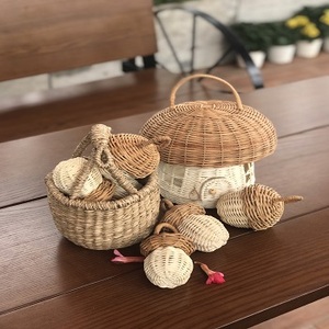 Sonajero de ratán Natural para bebé, cesta de setas de ratán, decoración para la habitación de los niños, almacenamiento artesanal - Product Image 5