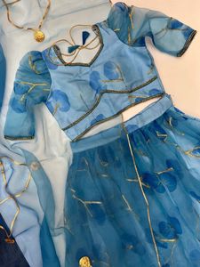 Haute qualité couleur bleue chaude Lehenga Choli Photos imprimées et brodées Lehenga choli pour les filles fête porter avec le prix le plus bas